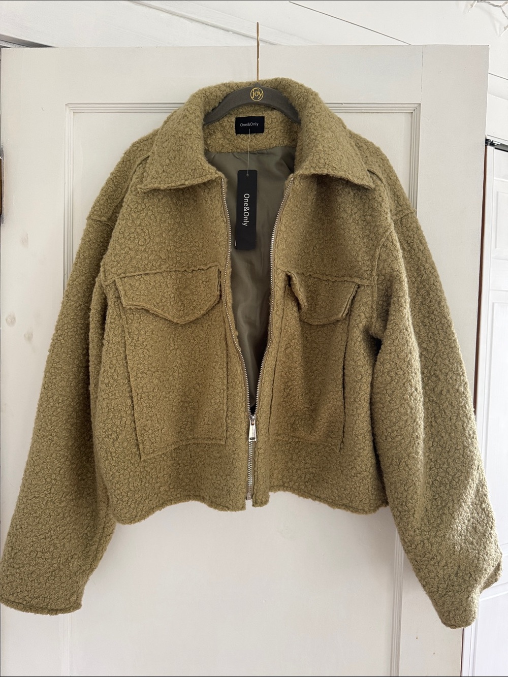 One&Only Olive Green Sherpa Bomber Jacket